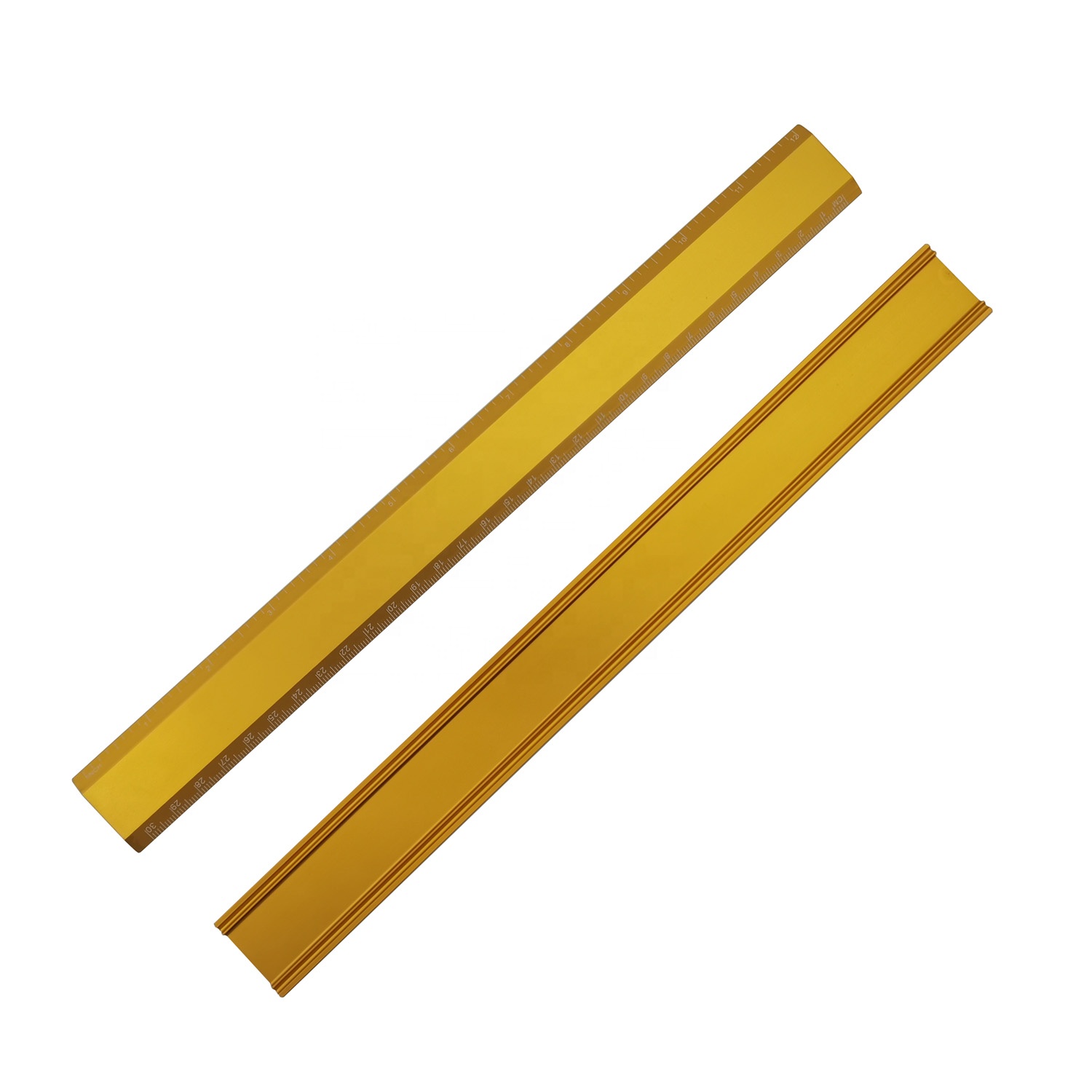Straight 12 Inch Measuring Custom Logo Rulers Custom Actual Size Aluminium Metal 30cm Gold Ruler with logo for School